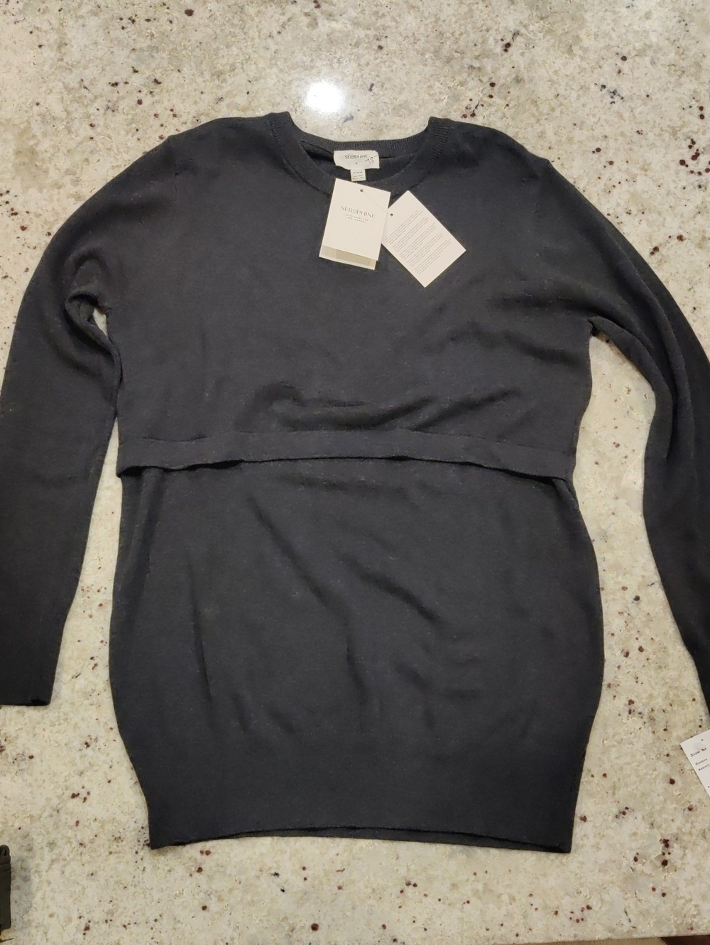 New!Seraphine Blank Gray Long Sleeve Layered Knit Sweater Women Y2K Cottagecore
